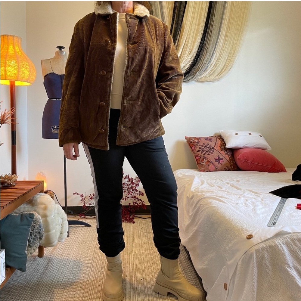 Vintage Grande Bay Men’s Brown Corduroy Sherpa Lined Western Rancher Jacket 40